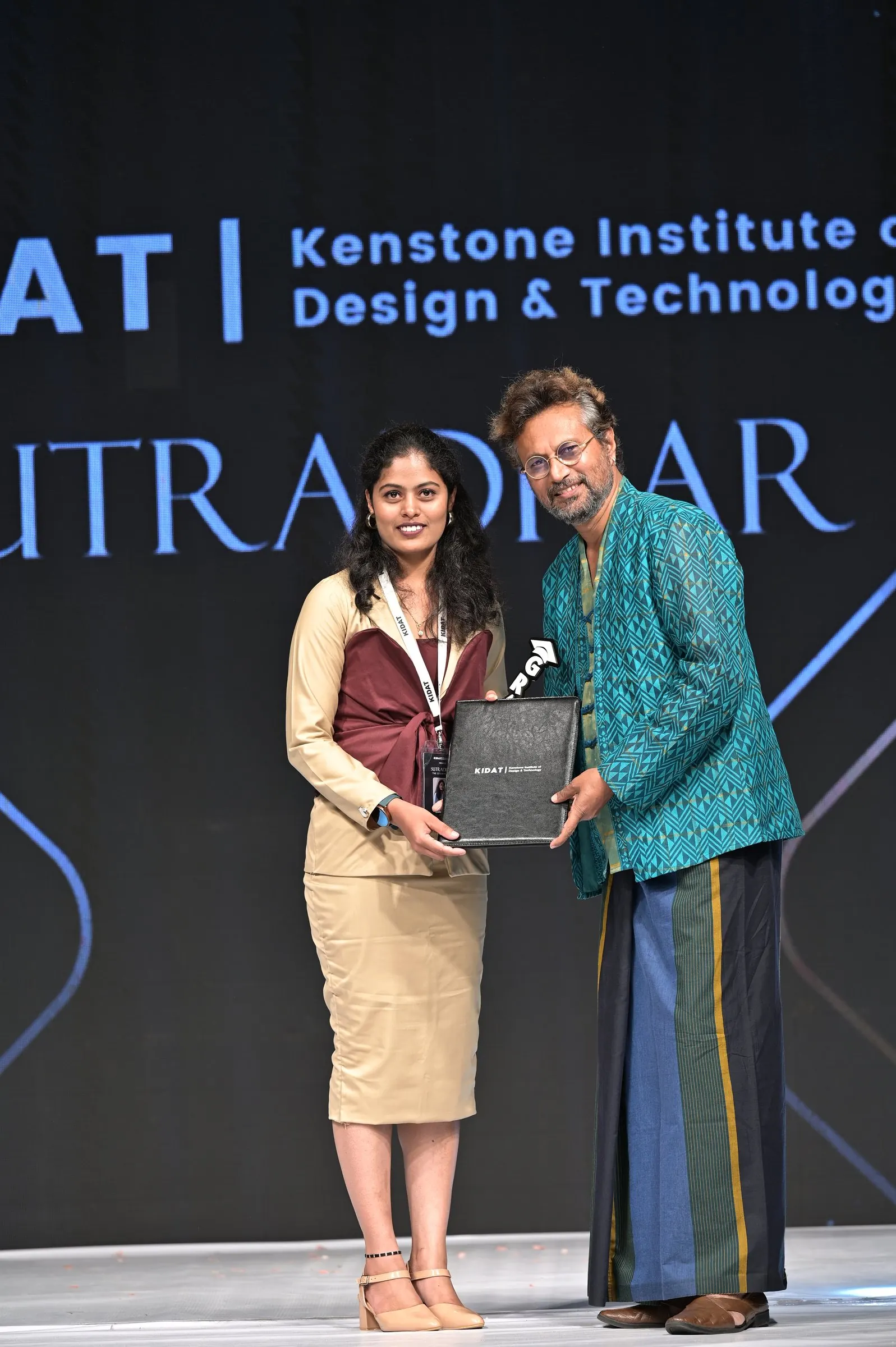 Manasa on stage at Sutradhar 2025