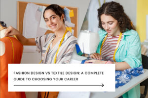 Fashion design and textile design students working on mannequin fitting and sewing tasks